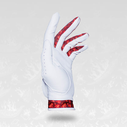A chilli pepper patterned cabretta golf glove