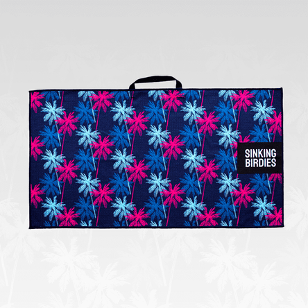 A Palm tree patterned microfibre golf towel