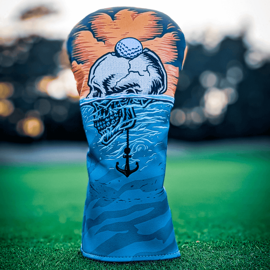 Premium PU leather driver headcover on grass