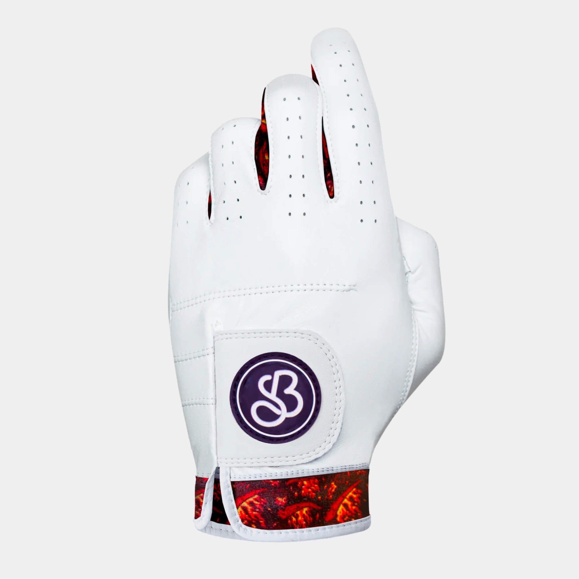 A chilli pepper patterned cabretta golf glove