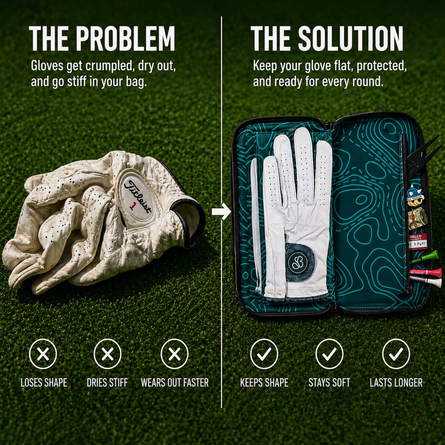 Leather Golf Glove Case