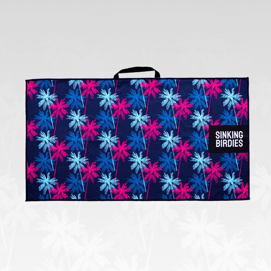 A Palm tree patterned microfibre golf towel