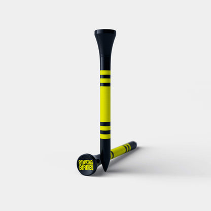 40 Bamboo Golf Tees - Black & Yellow
